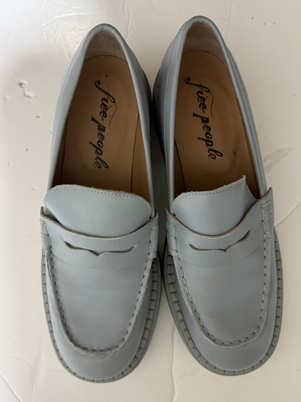 People Grey Chunky Lug Sole Penny Loafers EU 38.5 Platform Shoes - Picture 2 of 9
